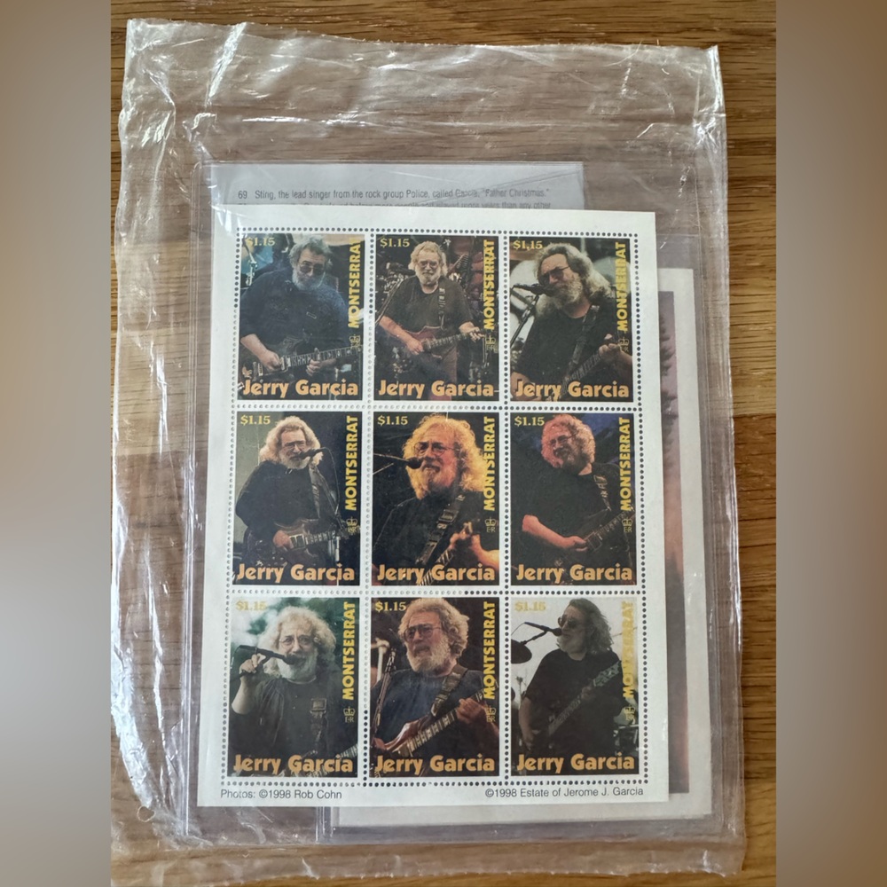 RARE UNOPENED 1998 Montserrat Grateful Dead Jerry Garcia Stamp Set